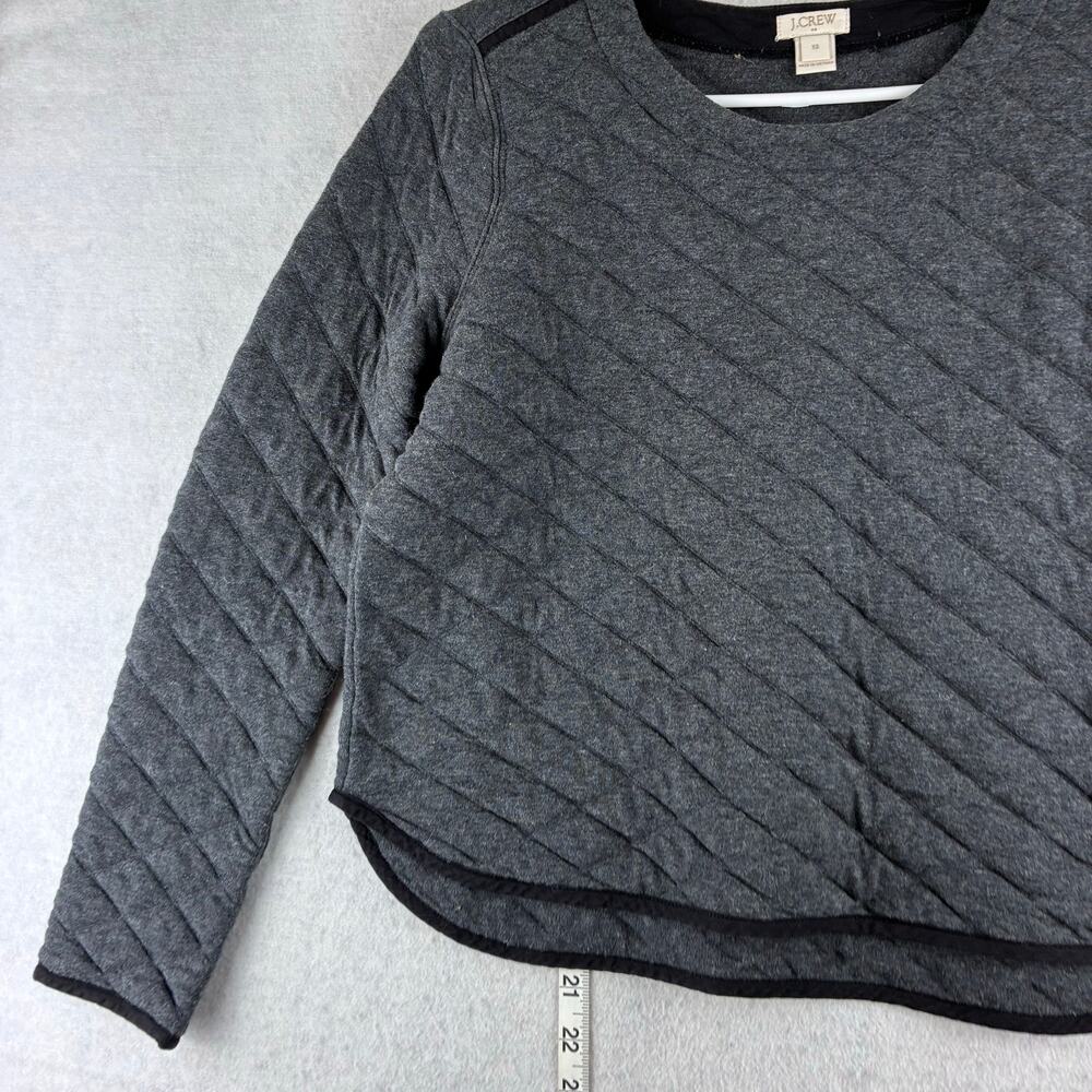 J Crew Quilted Crop Sweater Women's Oversized XS Soft 100% Cotton Poly Filled - Picture 2 of 8